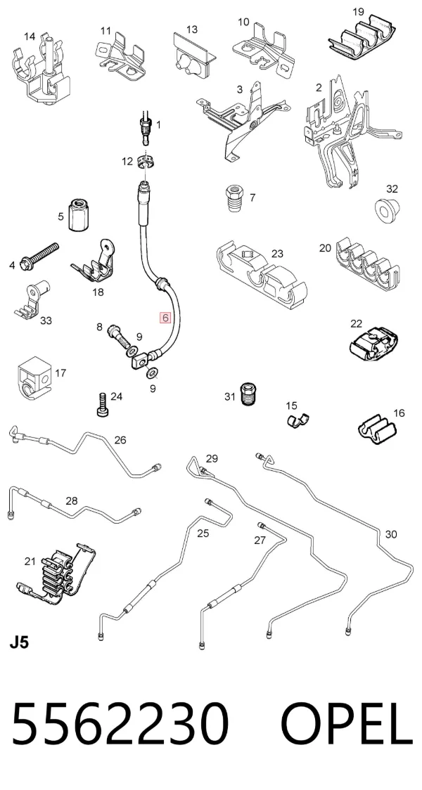 Latiguillos de freno delantero 5562230 Opel