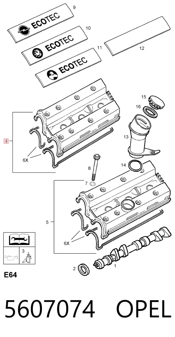 Tapa de válvula derecha 5607074 Opel
