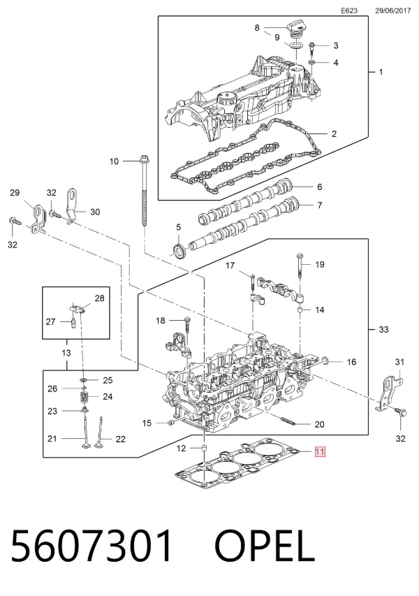 Junta de culata 5607301 Opel