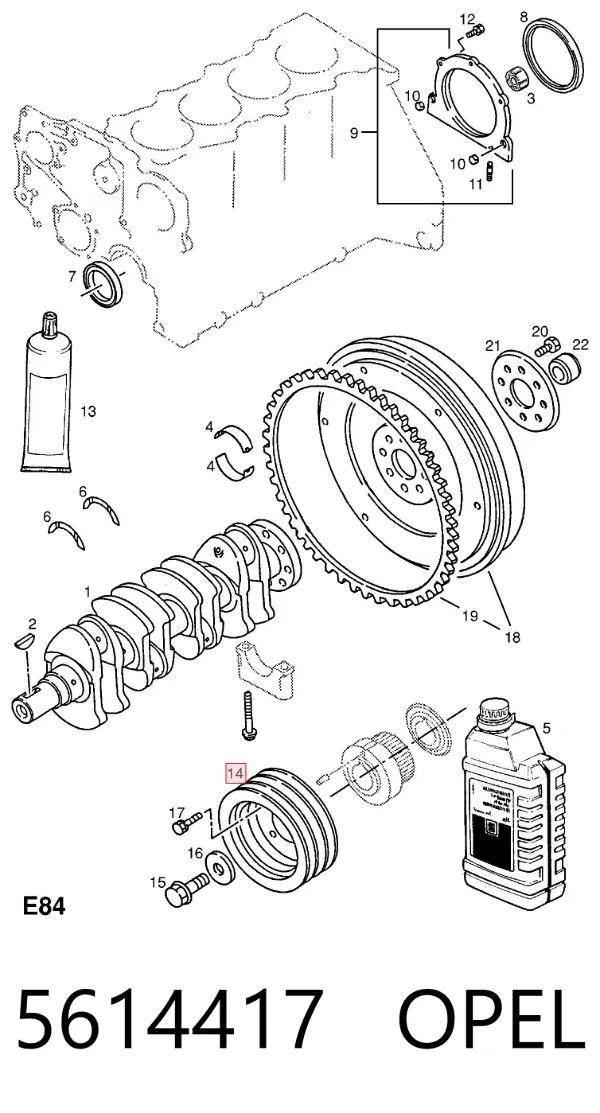Polea de cigüeñal 5614417 Opel
