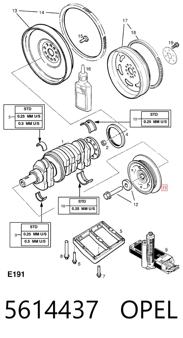 Polea de cigüeñal 5614437 Opel