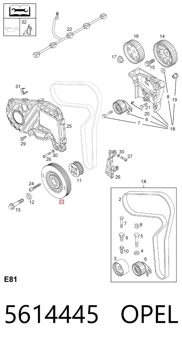 Polea de cigüeñal 5614445 Opel
