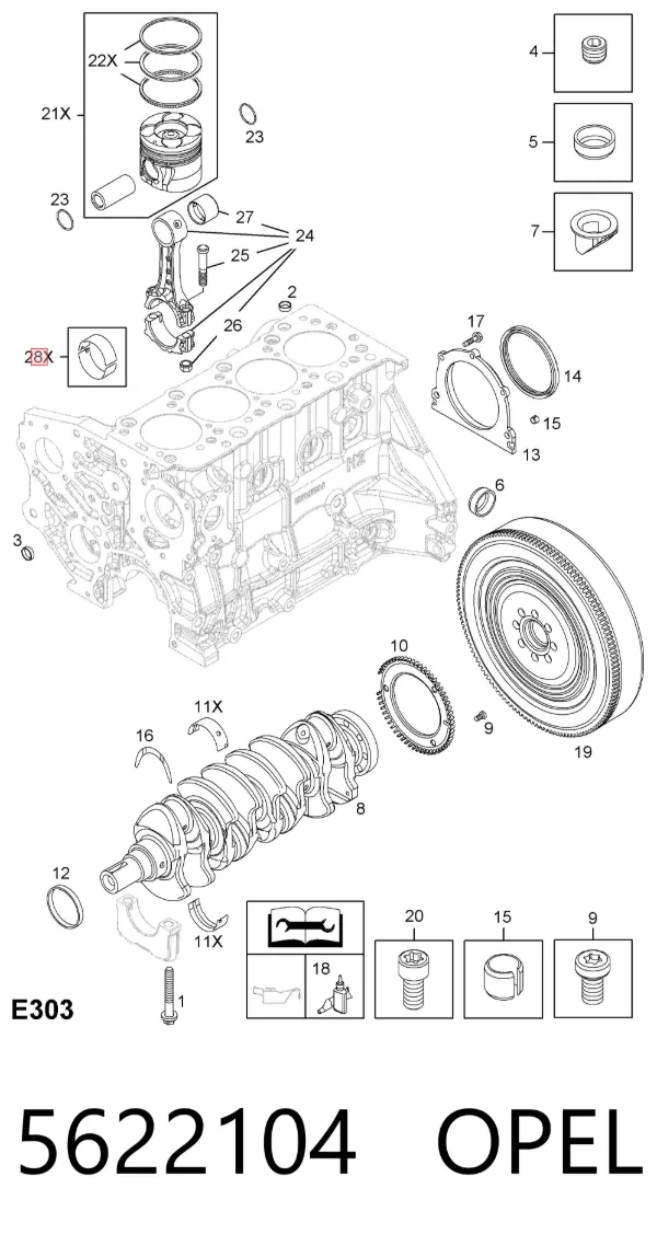 Cojinetes de biela 5622104 Opel