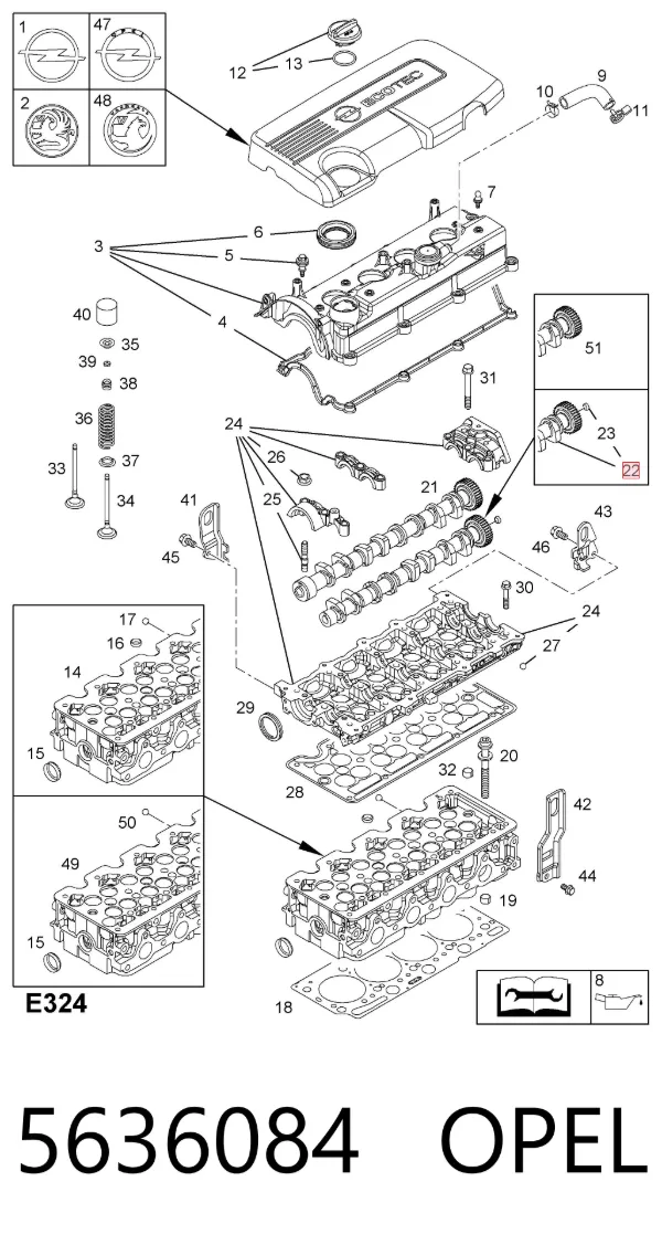 Árboles de levas 5636084 Opel