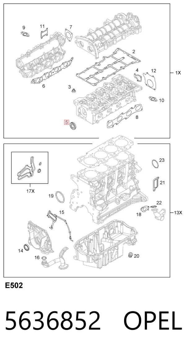Retén delantero del árbol de levas 5636852 Opel