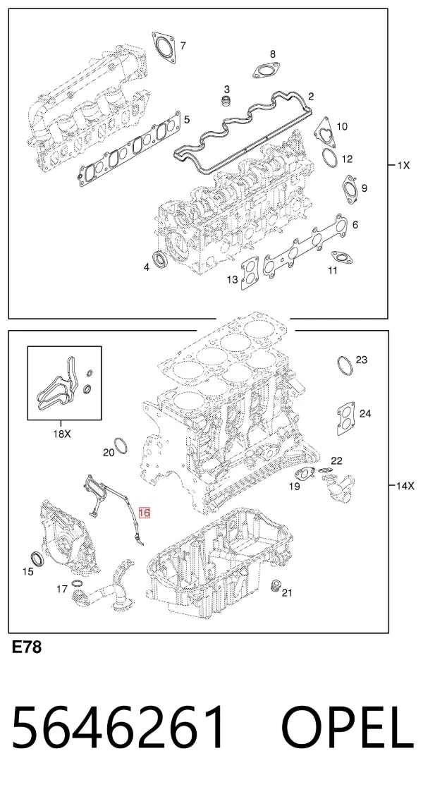 Junta de tapa frontal del motor 5646261 Opel
