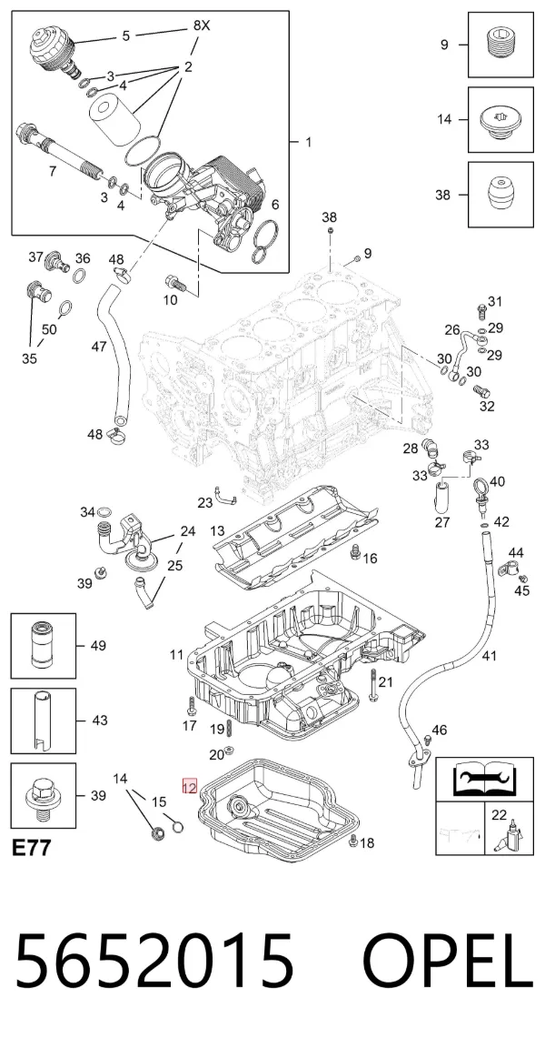 Cárter de aceite del motor 5652015 Opel