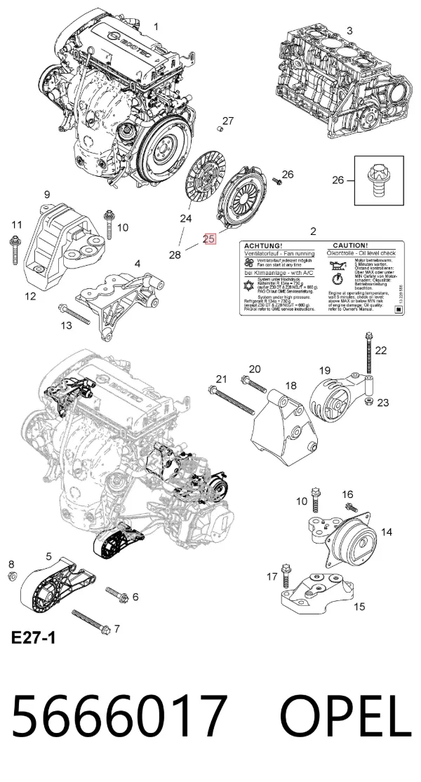 Plato de presión de embrague 5666017 Opel