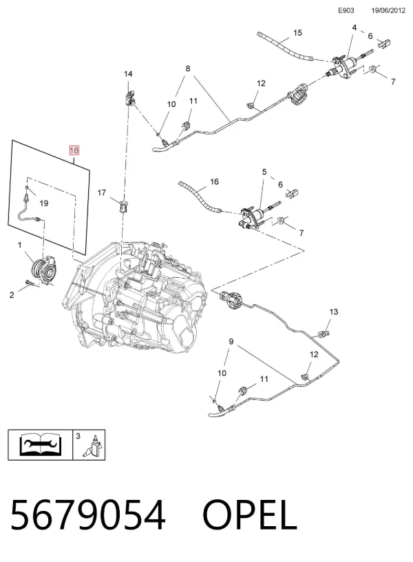Tubo de embrague 5679054 Opel