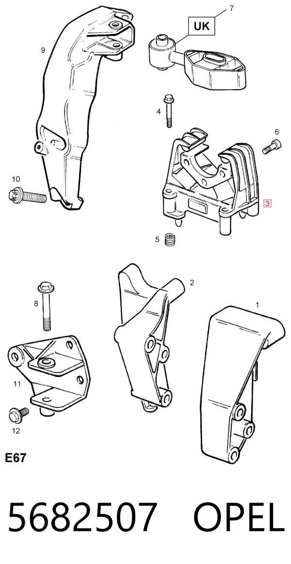 Taco de caja de cambios 5682507 Opel