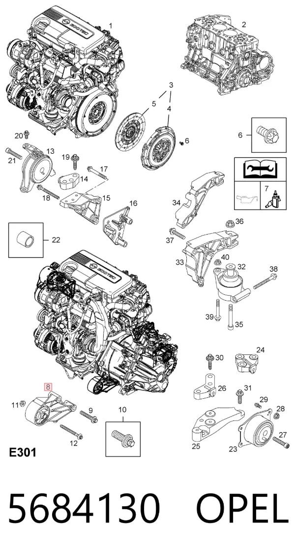 Soporte de motor delantero 5684130 Opel