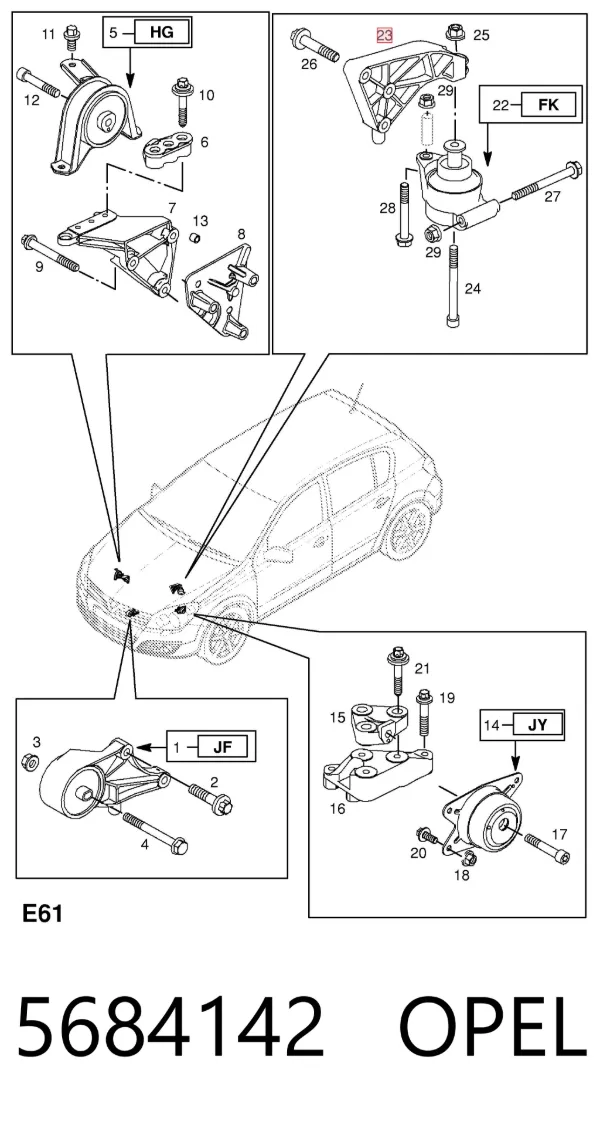Soporte de motor delantero 5684142 Opel