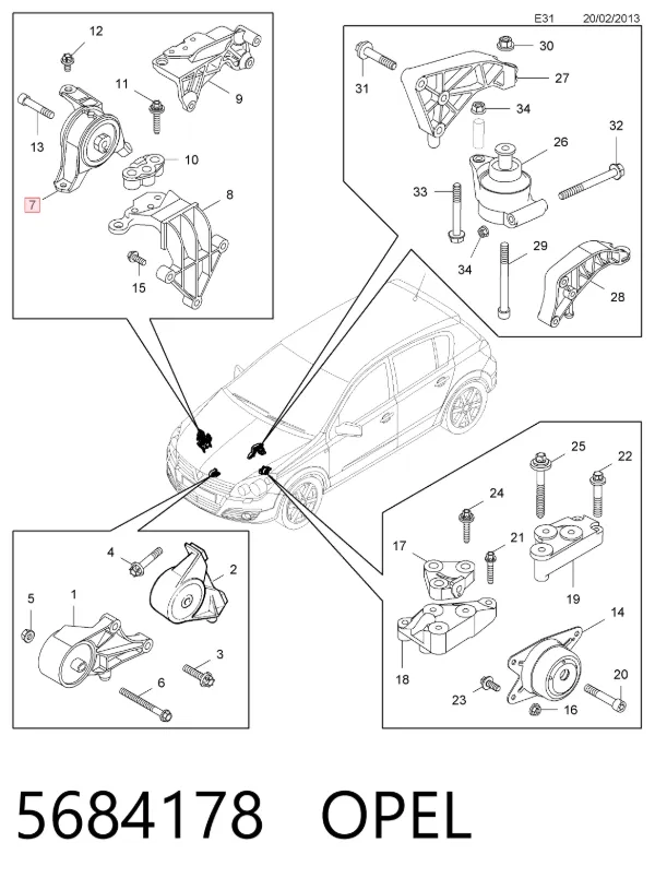 Soporte de motor derecho 5684178 Opel