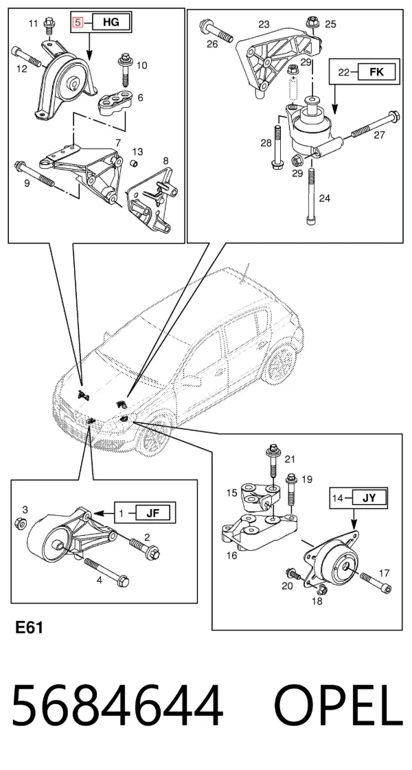 Soporte de motor derecho 5684644 Opel