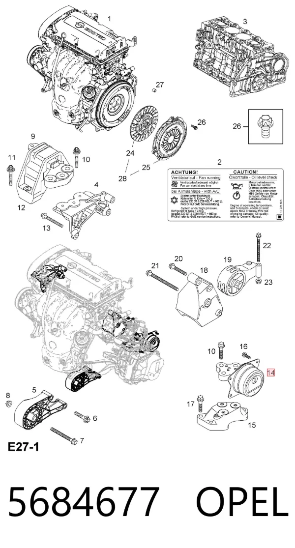 Soporte izquierdo del motor 5684677 Opel