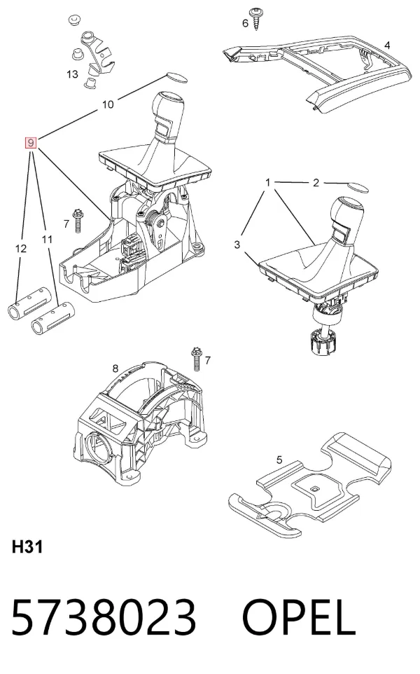 Palanca de cambios 5738023 Opel
