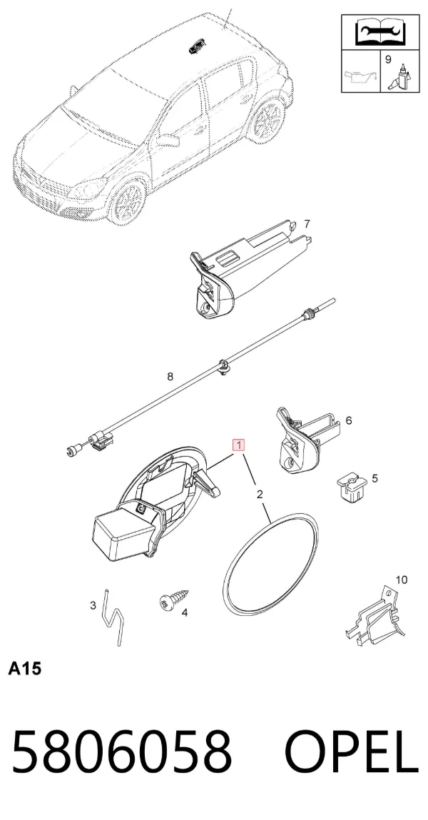 Tapa exterior de la gasolina Opel Astra H