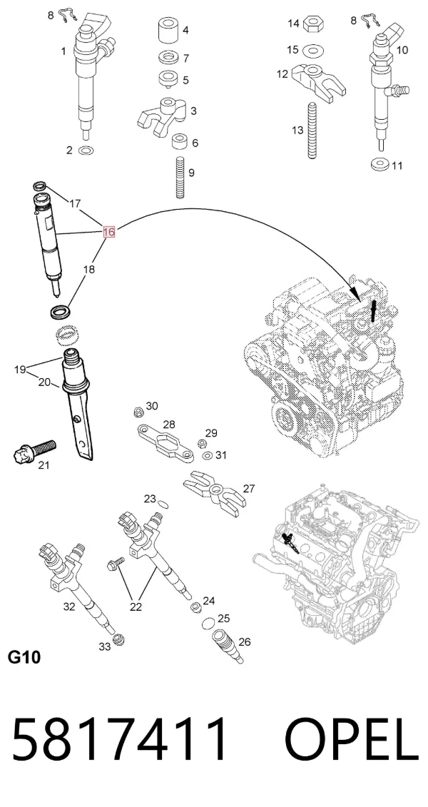 Inyector 5817411 Opel