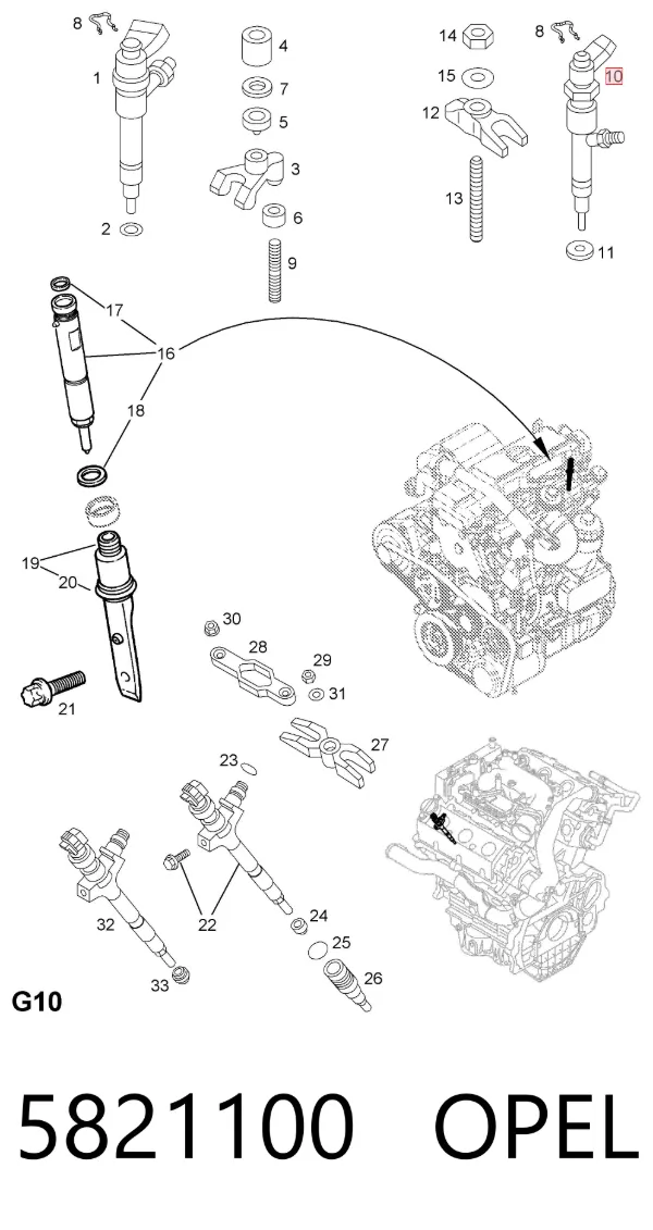 Inyector 5821100 Opel