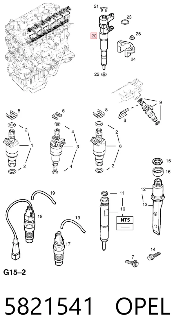 Inyector 5821541 Opel