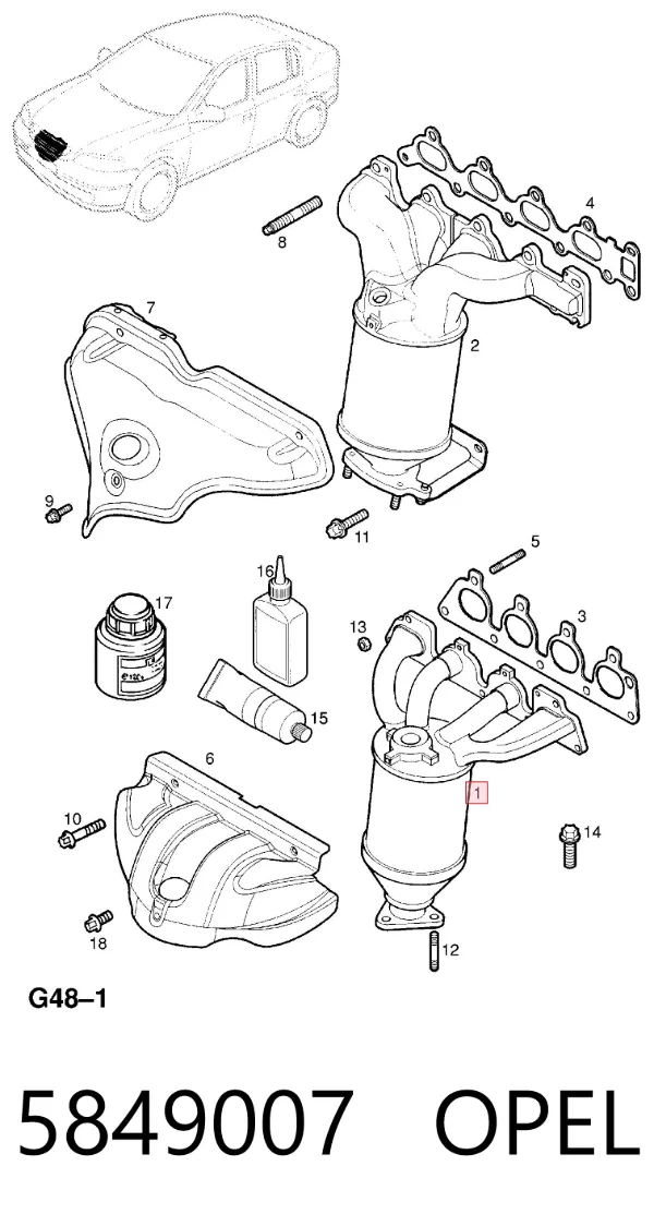 Catalizador 5849007 Opel