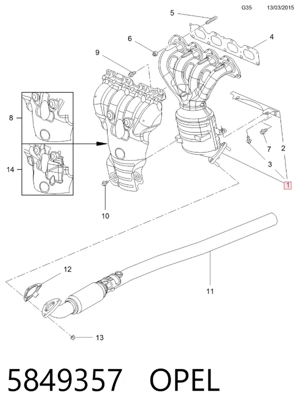 Colector de escape 5849357 Opel