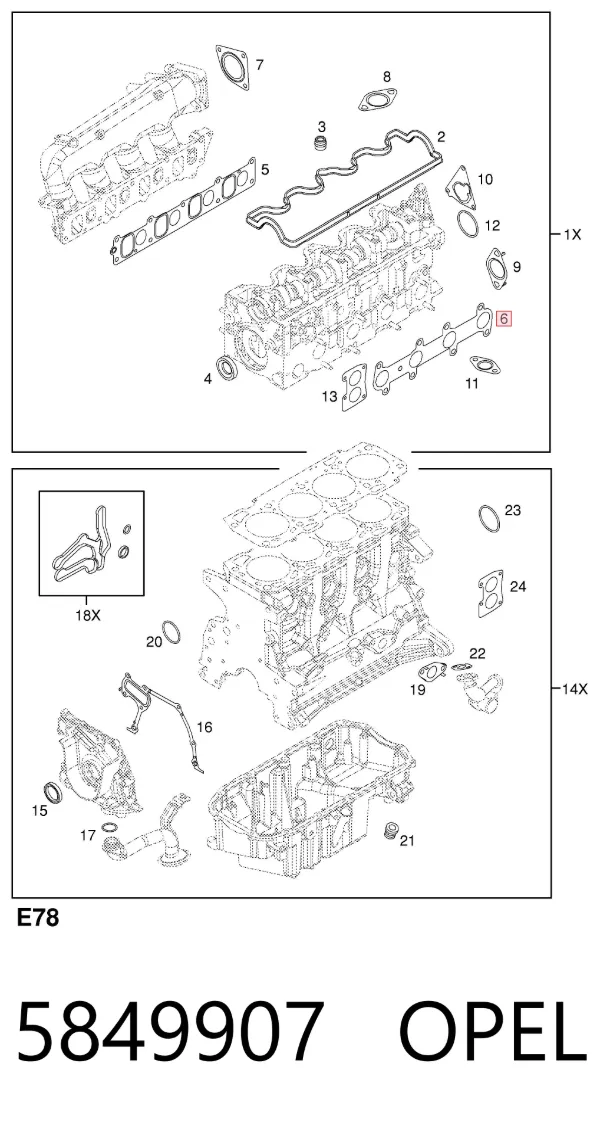 Junta colector escape 5849907 Opel