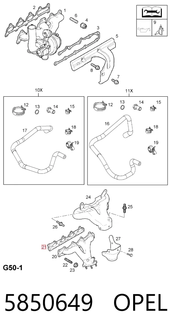 Junta colector escape 5850649 Opel