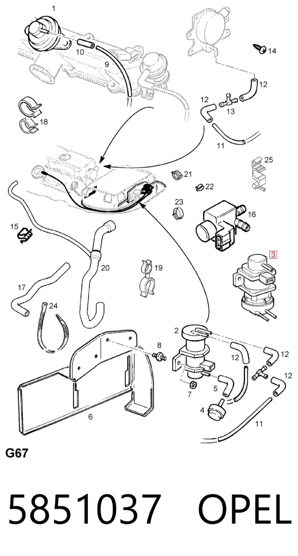 Válvula de solenoide de control de mariposa EGR 5851037 Opel