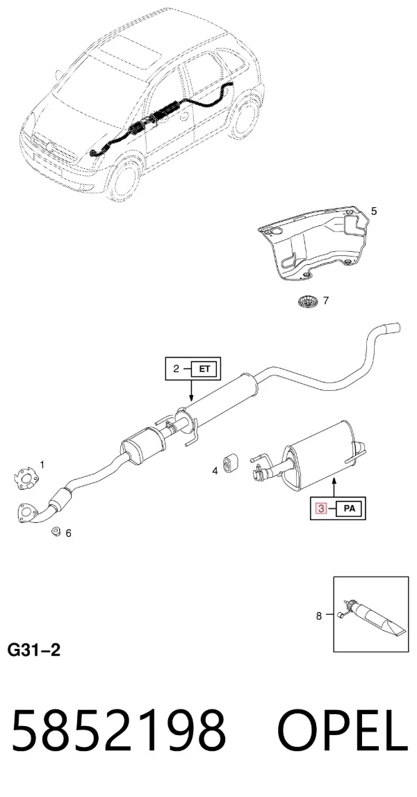 Silenciador trasero 5852198 Opel