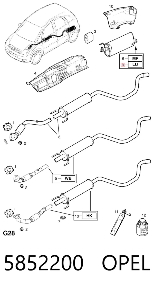 Silenciador trasero 5852200 Opel
