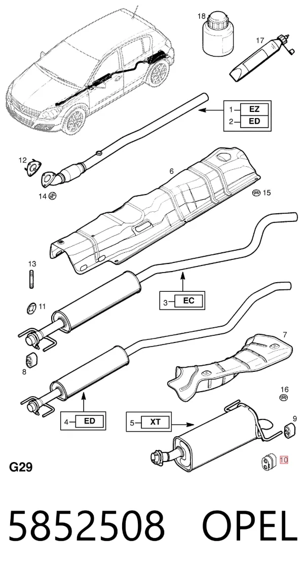 Soporte escape 5852508 Opel