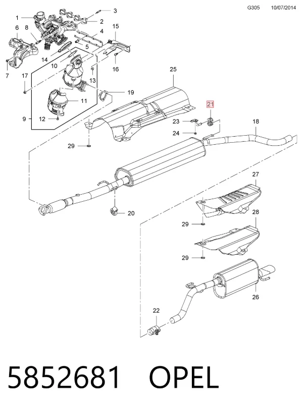 Soporte escape 5852681 Opel