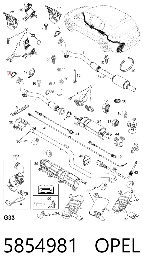 Junta de escape 5854981 Opel