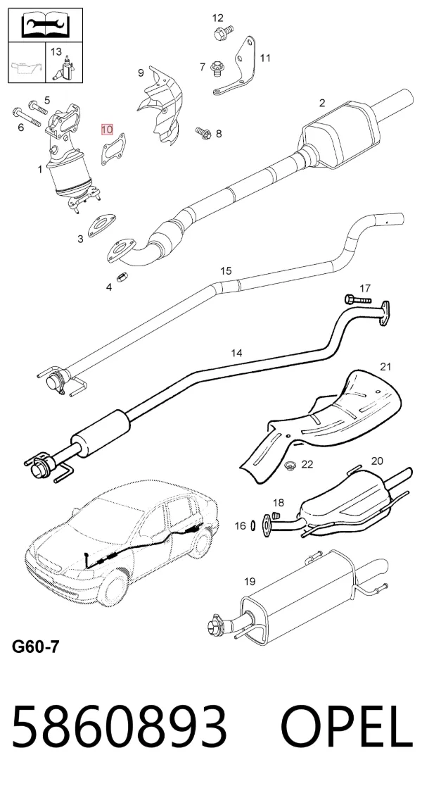 Junta de escape 5860893 Opel