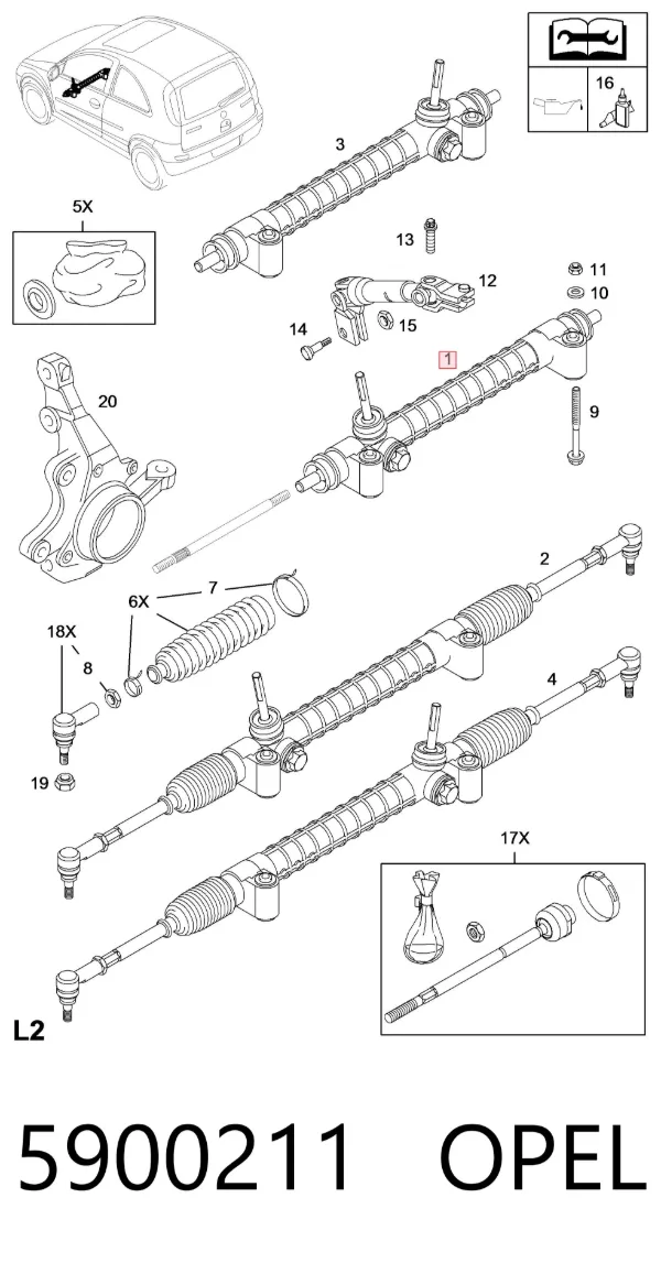 Cremallera de dirección 5900211 Opel