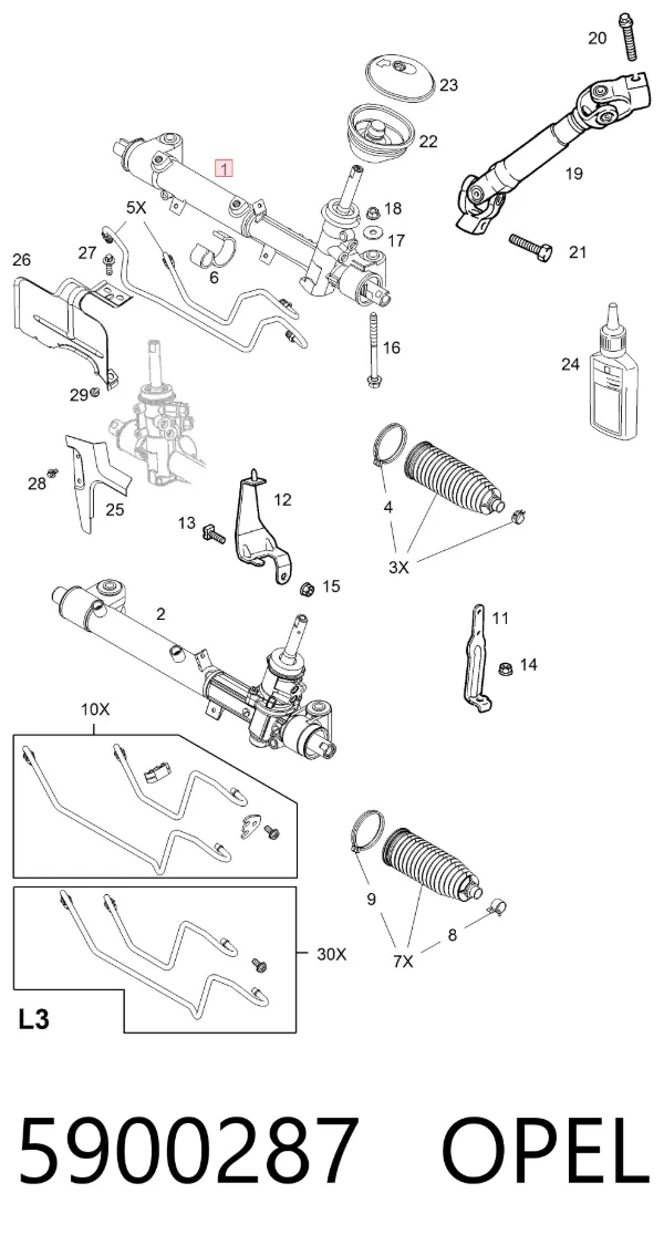 Cremallera de dirección 5900287 Opel