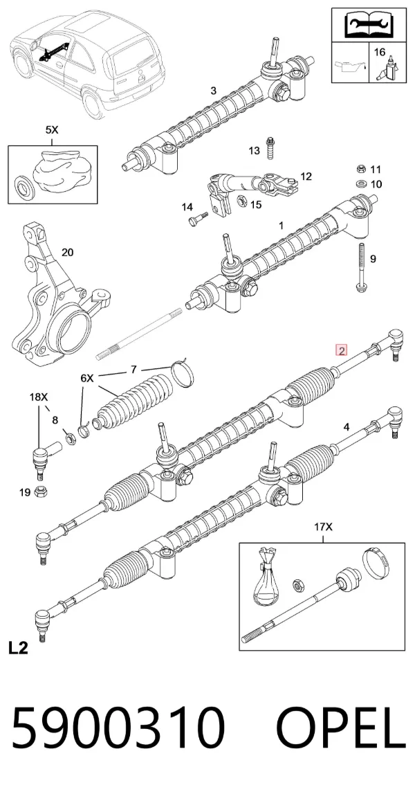 Cremallera de dirección 5900310 Opel