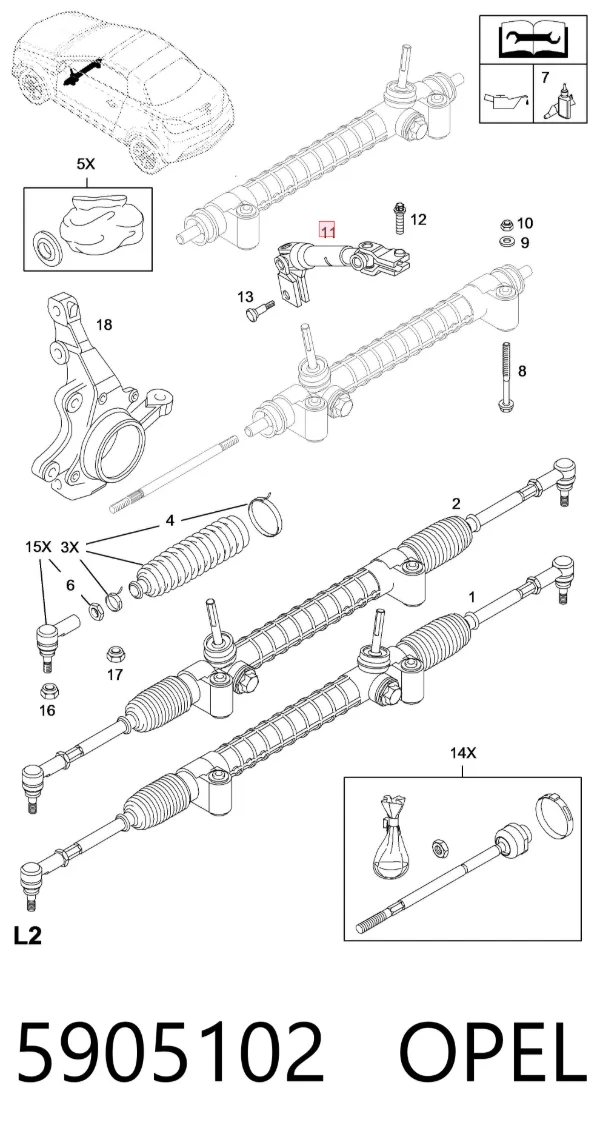Cardán inferior de la columna de dirección 5905102 Opel