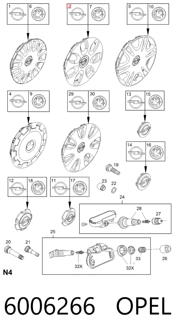 Tapacubos 6006266 Opel