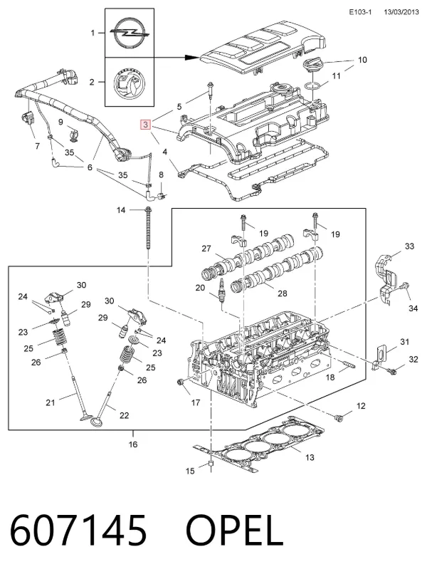 Tapa de balancines 607145 Opel