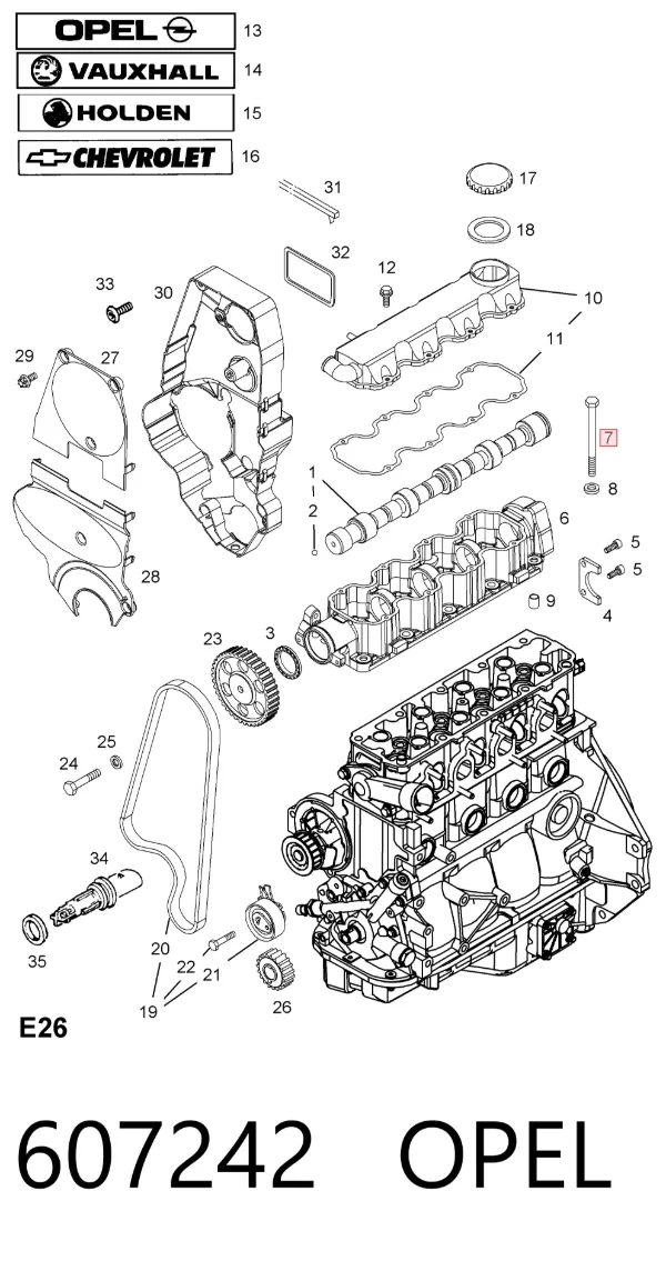 Tornillo culata 607242 Opel