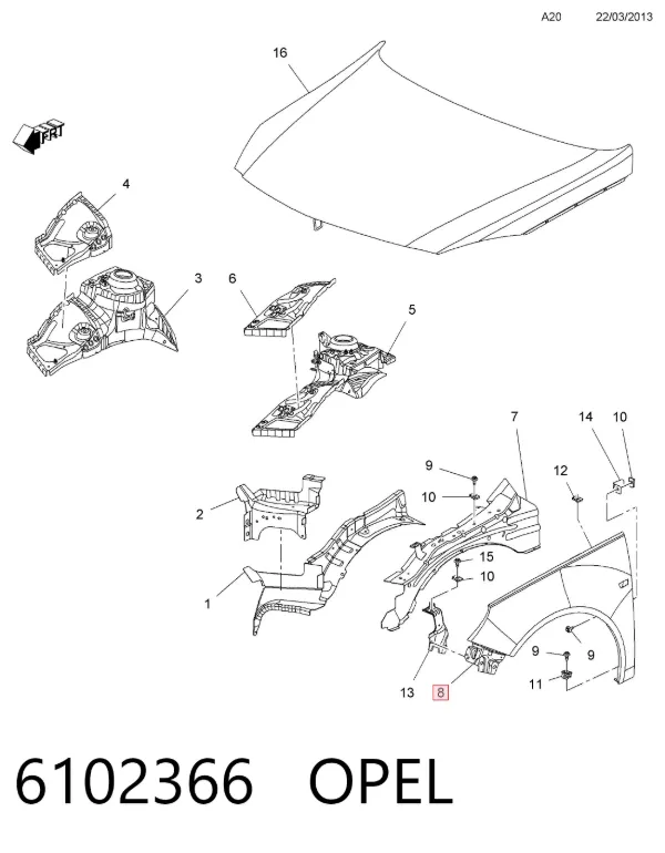 Aleta 6102366 Opel