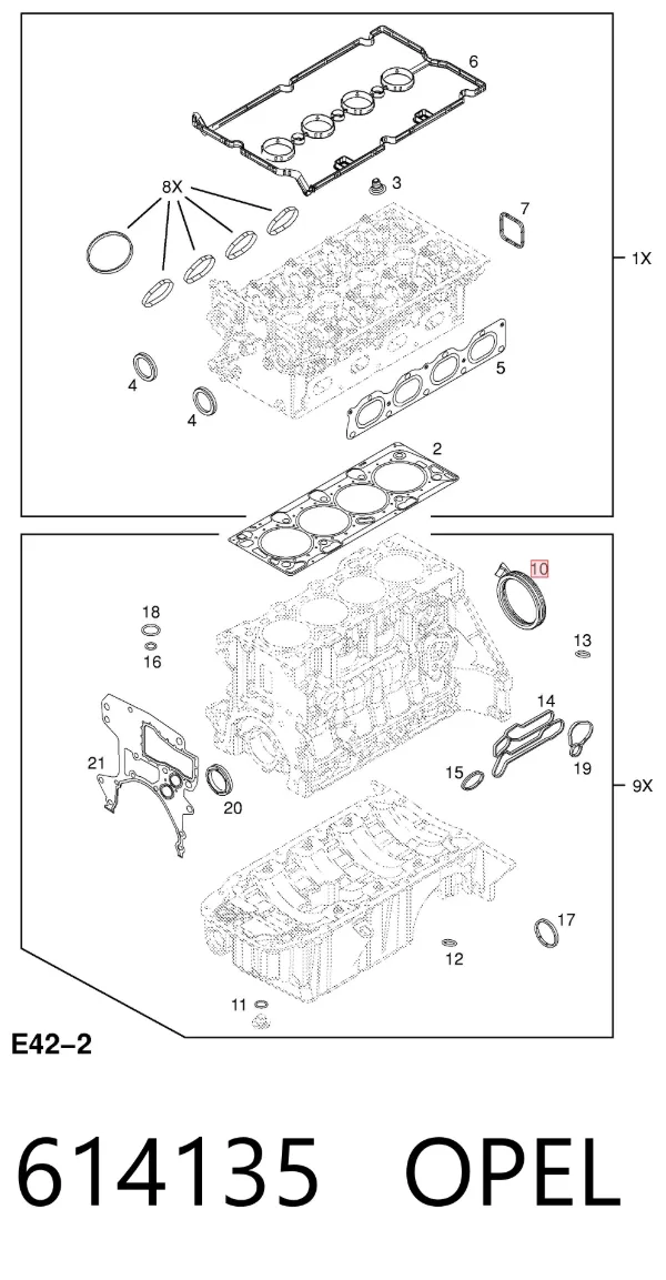 Retén de cigüeñal 614135 Opel