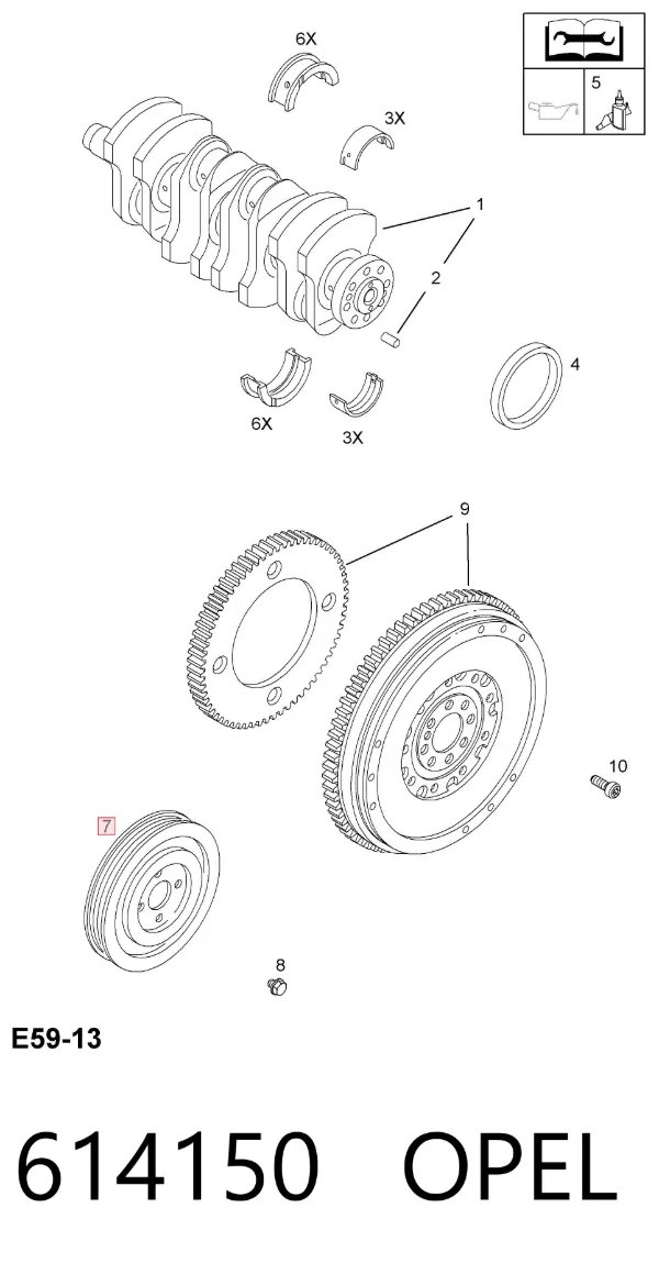 Polea de cigüeñal 614150 Opel