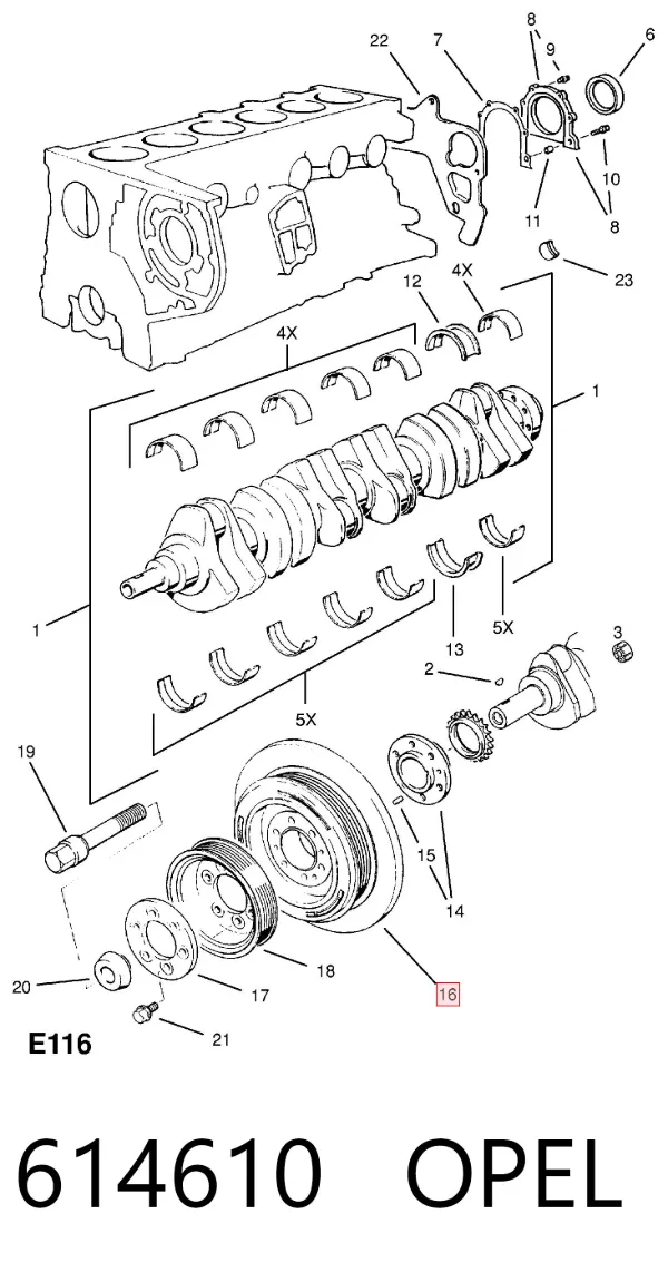 Polea de cigüeñal 614610 Opel
