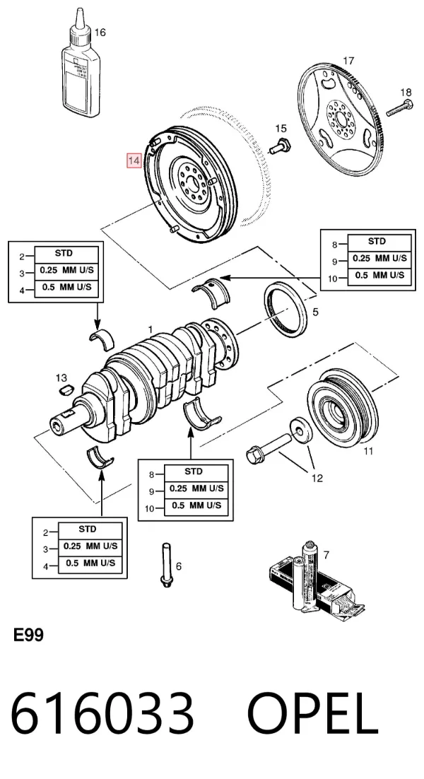 Volante motor 616033 Opel