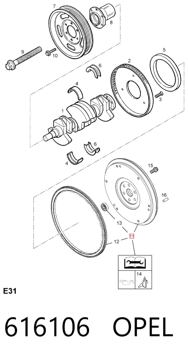 Volante motor 616106 Opel