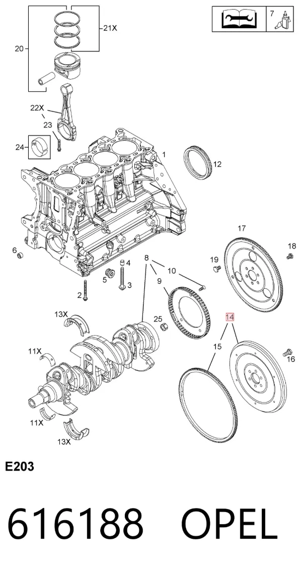 Volante motor 616188 Opel