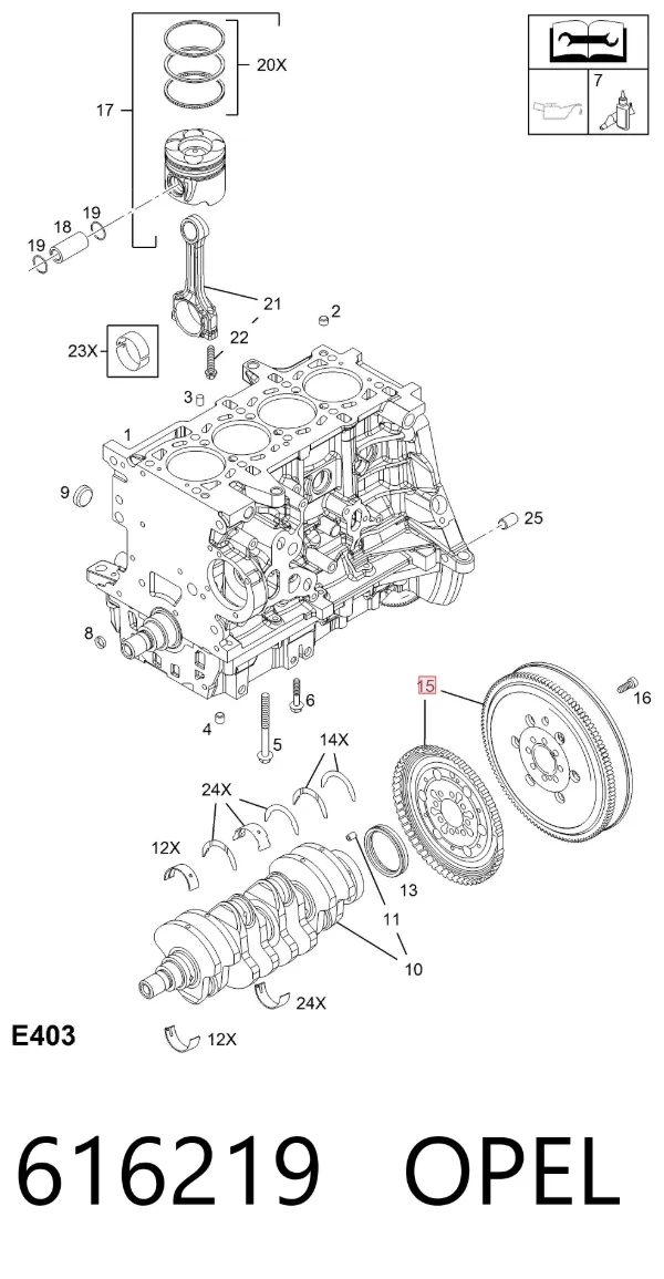 Volante motor 616219 Opel